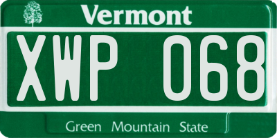 VT license plate XWP068