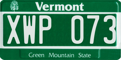 VT license plate XWP073