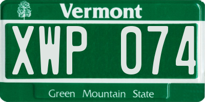 VT license plate XWP074
