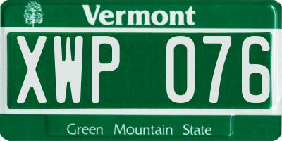 VT license plate XWP076