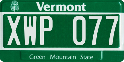 VT license plate XWP077