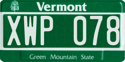 VT license plate XWP078