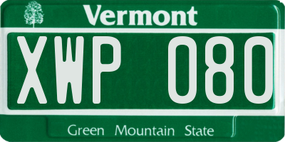 VT license plate XWP080