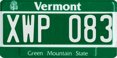 VT license plate XWP083