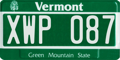 VT license plate XWP087