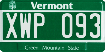 VT license plate XWP093