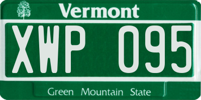 VT license plate XWP095