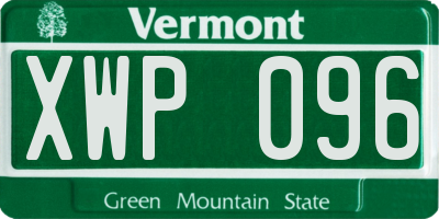 VT license plate XWP096