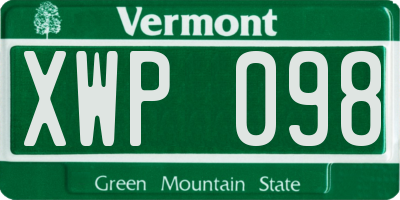 VT license plate XWP098