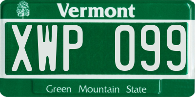 VT license plate XWP099