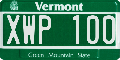 VT license plate XWP100