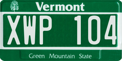 VT license plate XWP104
