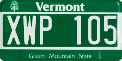 VT license plate XWP105