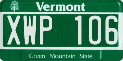VT license plate XWP106