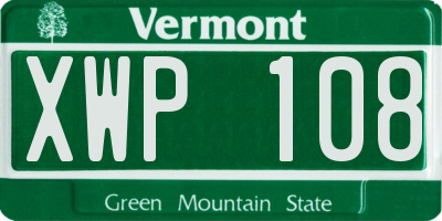 VT license plate XWP108