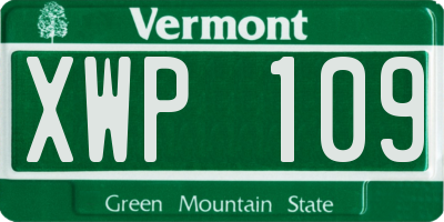 VT license plate XWP109