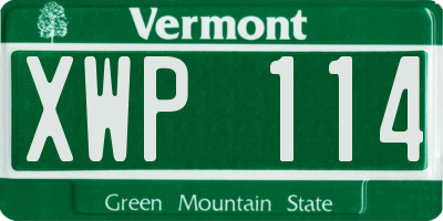 VT license plate XWP114