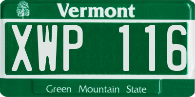 VT license plate XWP116