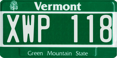 VT license plate XWP118