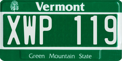 VT license plate XWP119