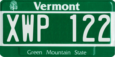 VT license plate XWP122