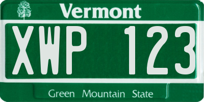 VT license plate XWP123