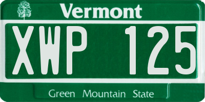 VT license plate XWP125