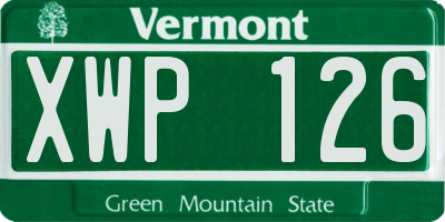 VT license plate XWP126
