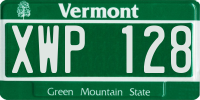 VT license plate XWP128