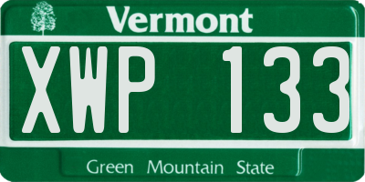 VT license plate XWP133