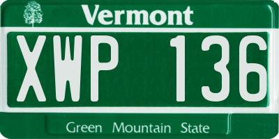 VT license plate XWP136