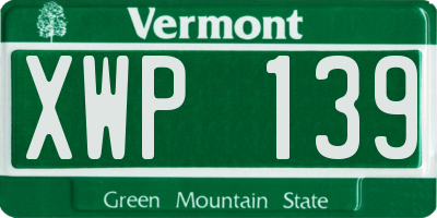 VT license plate XWP139