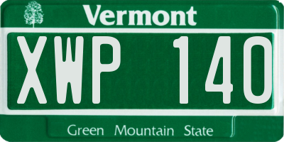 VT license plate XWP140