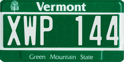 VT license plate XWP144