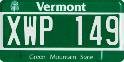 VT license plate XWP149