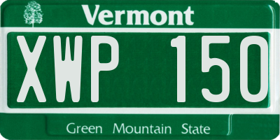 VT license plate XWP150