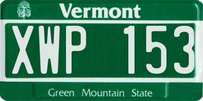 VT license plate XWP153