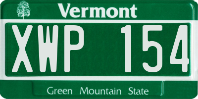 VT license plate XWP154