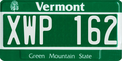 VT license plate XWP162