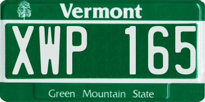 VT license plate XWP165