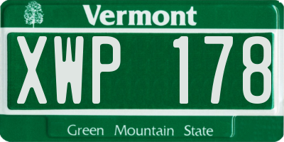 VT license plate XWP178