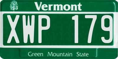 VT license plate XWP179