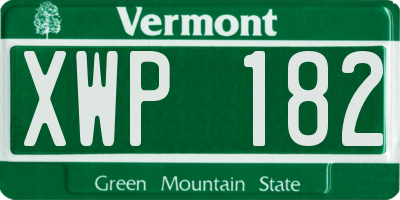 VT license plate XWP182