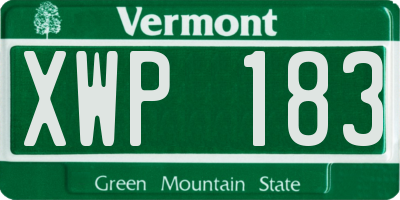 VT license plate XWP183