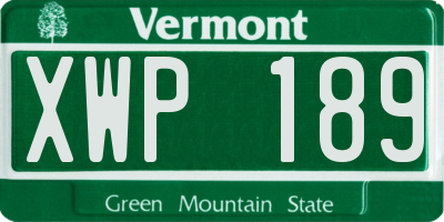 VT license plate XWP189
