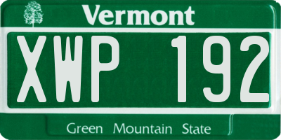 VT license plate XWP192