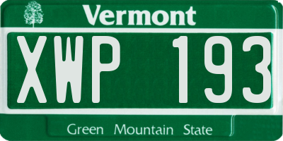 VT license plate XWP193