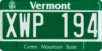 VT license plate XWP194