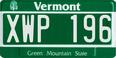 VT license plate XWP196