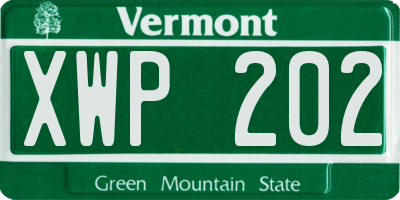 VT license plate XWP202